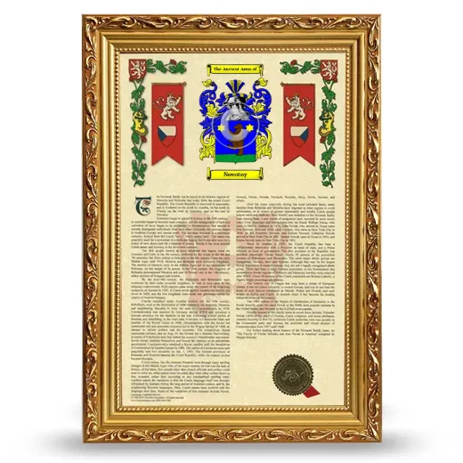 Novotny Armorial History Framed - Gold