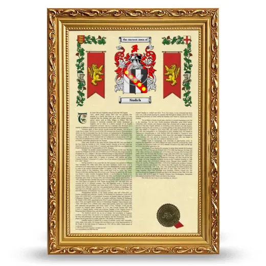 Nudich Armorial History Framed - Gold