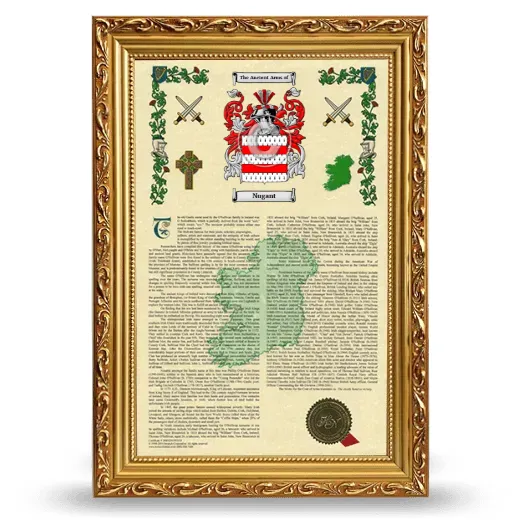Nugant Armorial History Framed - Gold