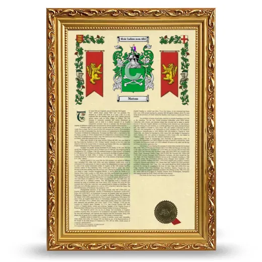 Nuton Armorial History Framed - Gold