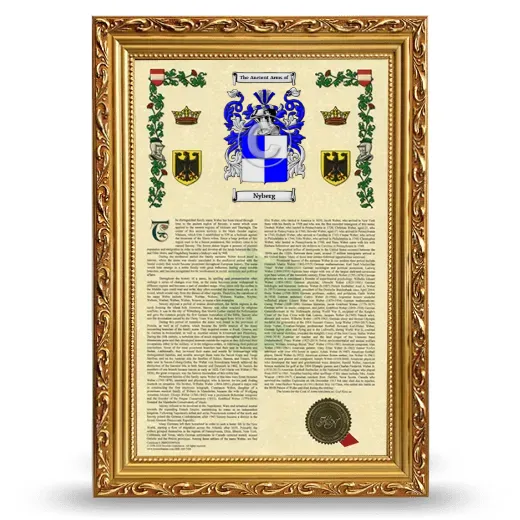 Nyberg Armorial History Framed - Gold