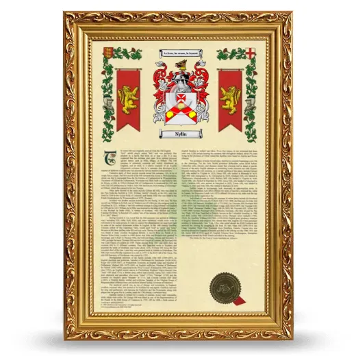 Nylin Armorial History Framed - Gold