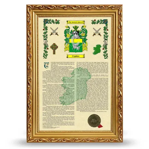 O quinn Armorial History Framed - Gold