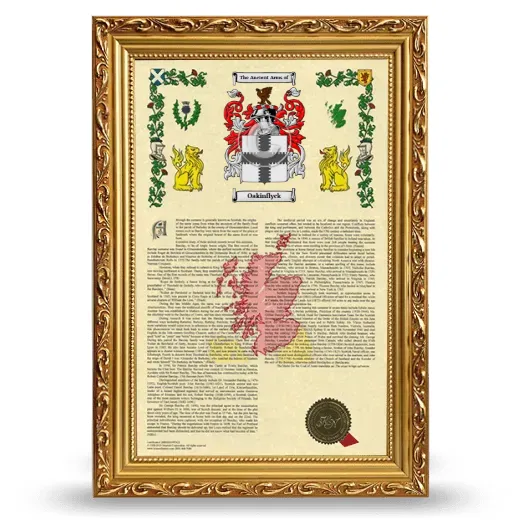 Oakinflyck Armorial History Framed - Gold