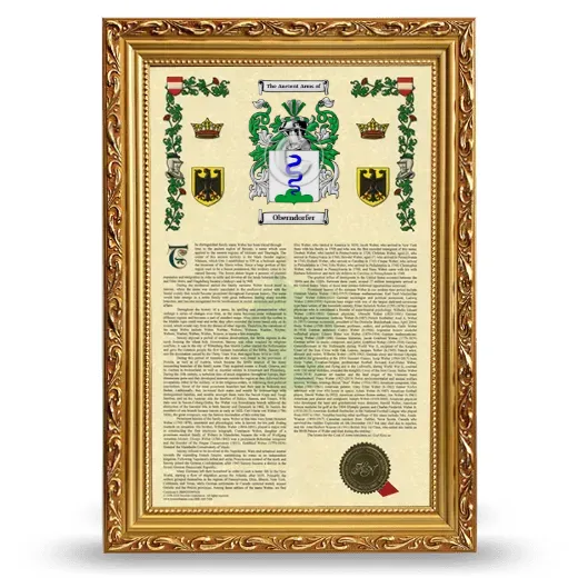 Oberndorfer Armorial History Framed - Gold