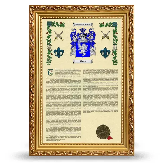 Obers Armorial History Framed - Gold