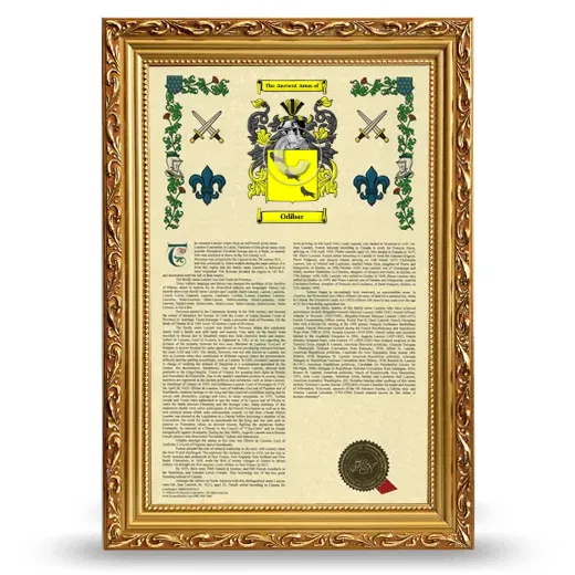 Odibar Armorial History Framed - Gold
