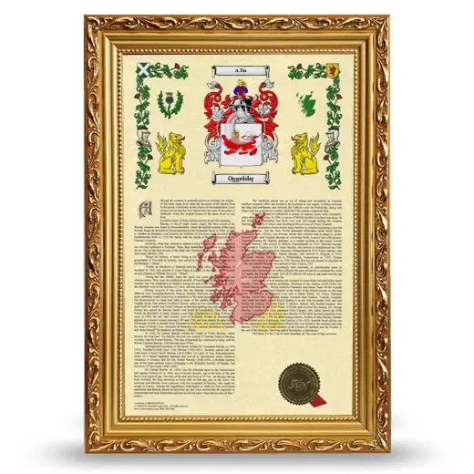 Oggelsby Armorial History Framed - Gold