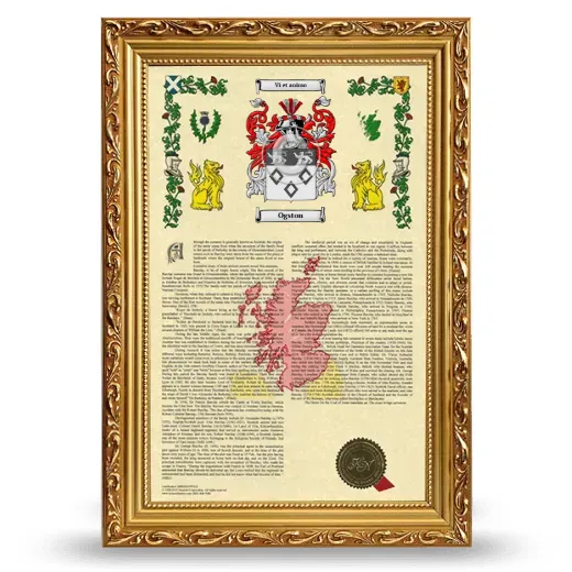 Ogston Armorial History Framed - Gold