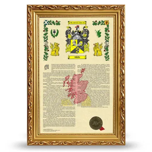 Olliffe Armorial History Framed - Gold