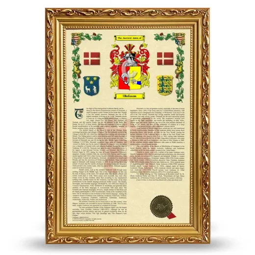 Olofsson Armorial History Framed - Gold
