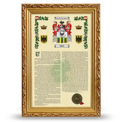 Olrich Armorial History Framed - Gold