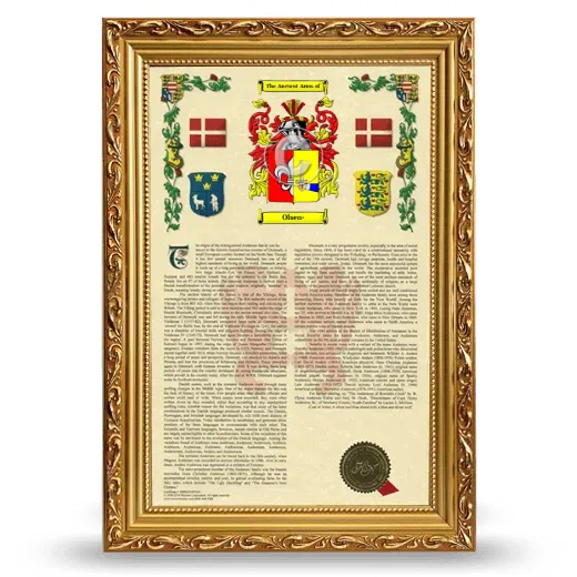 Olsen- Armorial History Framed - Gold