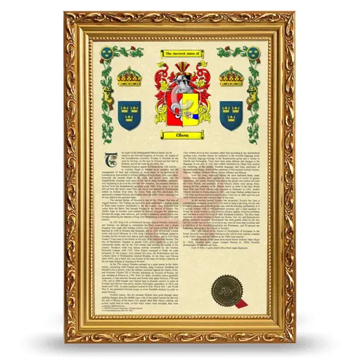 Olsen Armorial History Framed - Gold