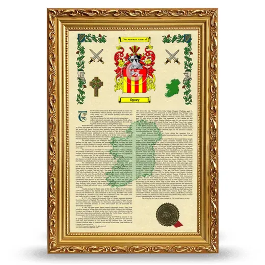 Oprey Armorial History Framed - Gold