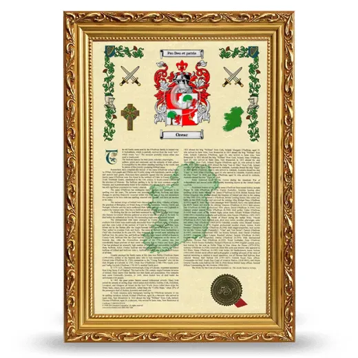 Orear Armorial History Framed - Gold