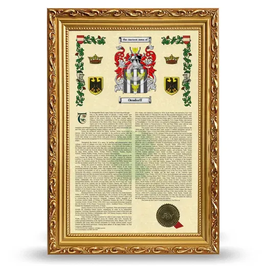 Orndorff Armorial History Framed - Gold