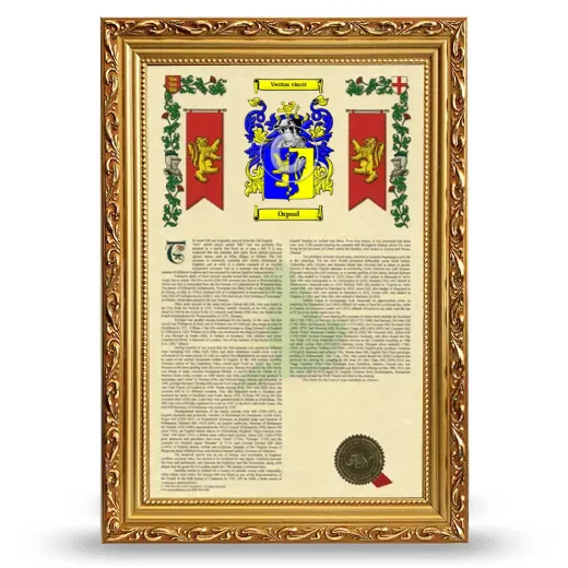 Orpud Armorial History Framed - Gold