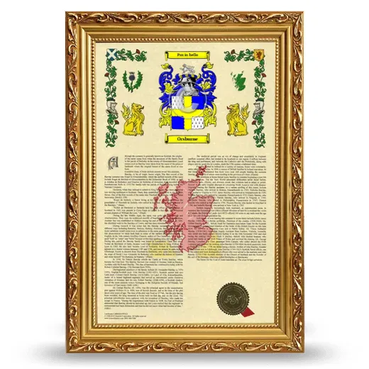Orsburne Armorial History Framed - Gold
