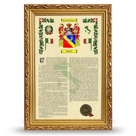 Orsetti Armorial History Framed - Gold