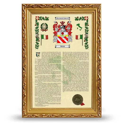 Orsini Armorial History Framed - Gold