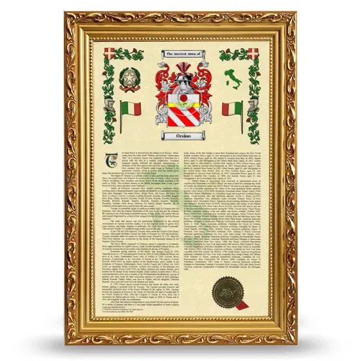 Orsino Armorial History Framed - Gold
