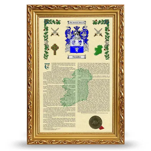 Oscanlon Armorial History Framed - Gold