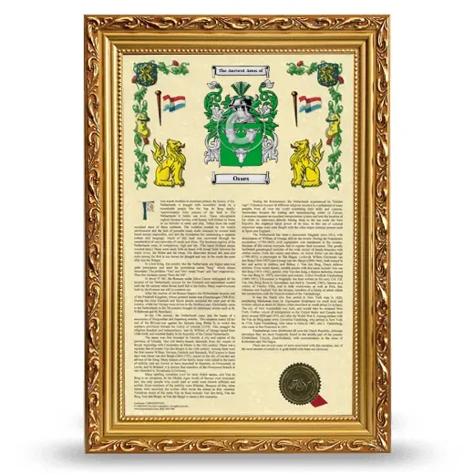 Osses Armorial History Framed - Gold