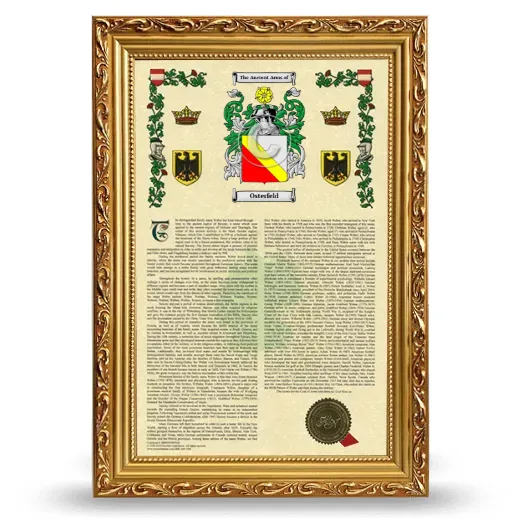 Osterfeld Armorial History Framed - Gold
