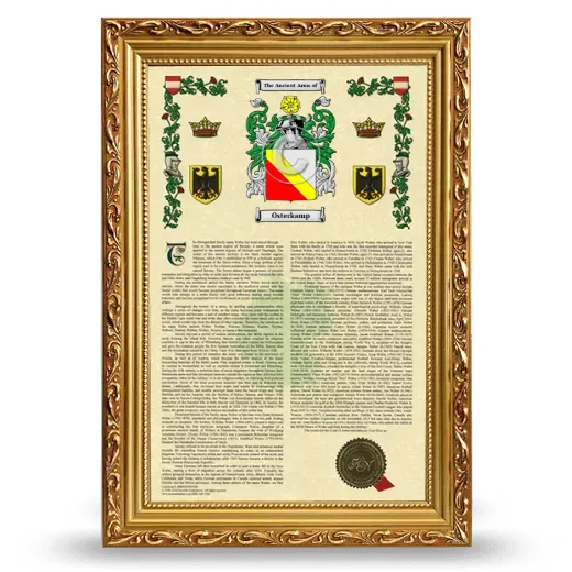 Osterkamp Armorial History Framed - Gold