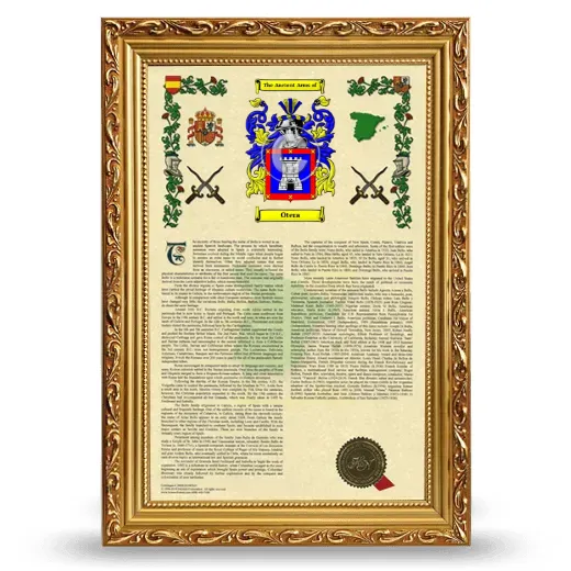 Otera Armorial History Framed - Gold