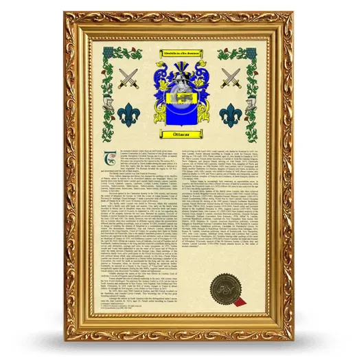 Ottacar Armorial History Framed - Gold