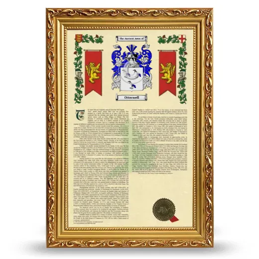 Otterwell Armorial History Framed - Gold