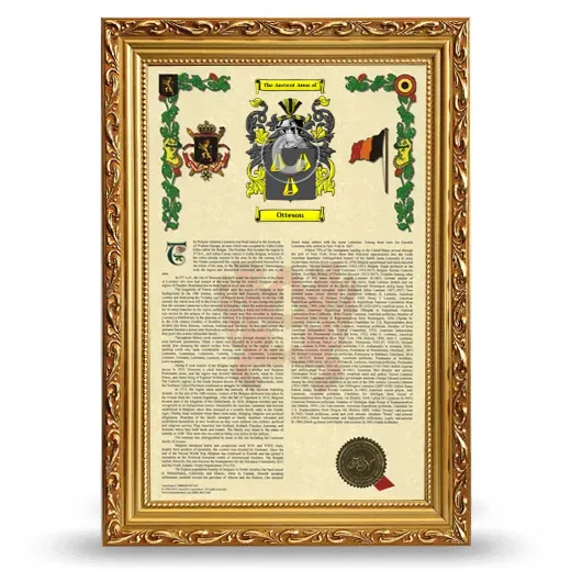 Otteson Armorial History Framed - Gold