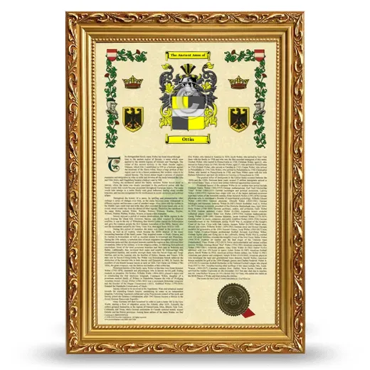 Ottin Armorial History Framed - Gold