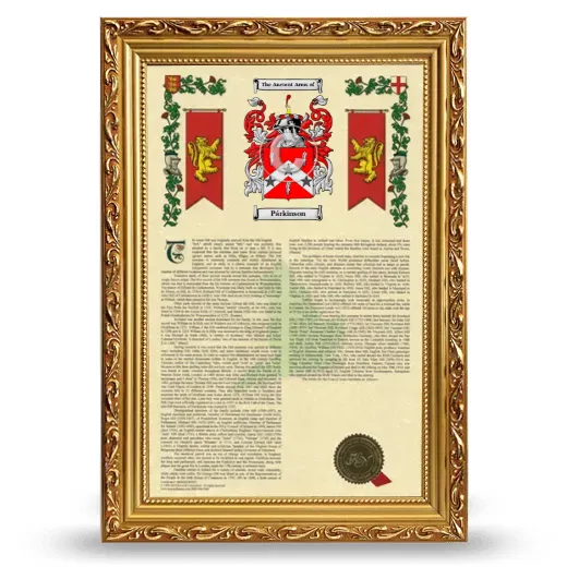 Párkinson Armorial History Framed - Gold