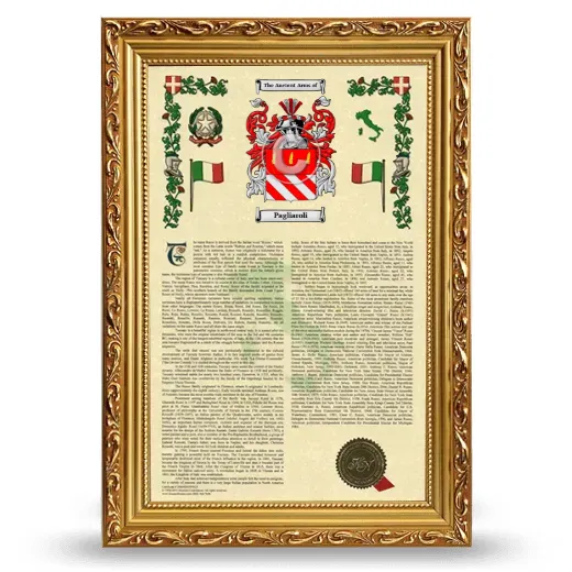 Pagliaroli Armorial History Framed - Gold