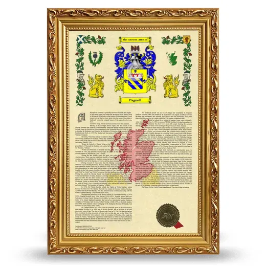 Pagnell Armorial History Framed - Gold