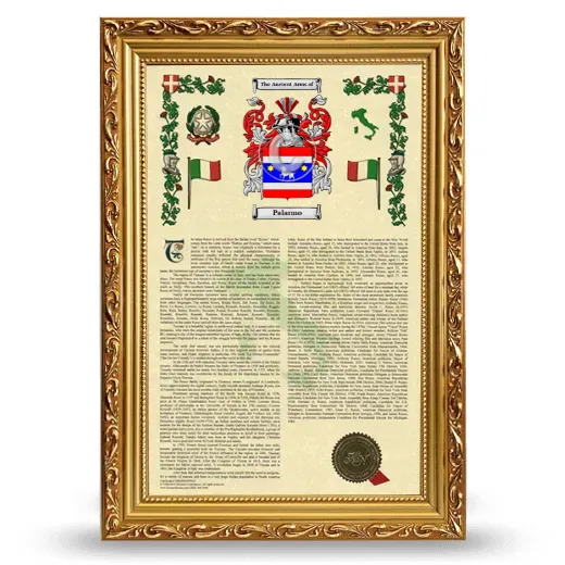 Palarmo Armorial History Framed - Gold