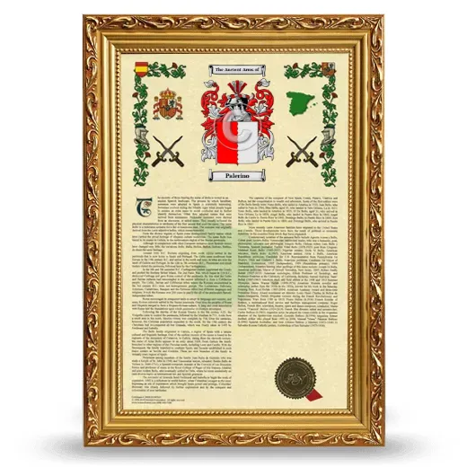 Palerino Armorial History Framed - Gold