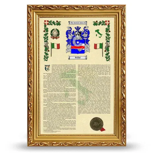 Pallai Armorial History Framed - Gold