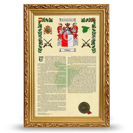 Palmer Armorial History Framed - Gold