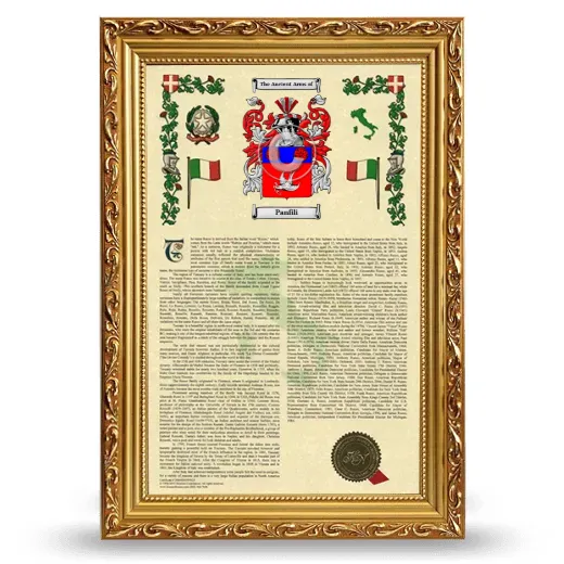 Panfili Armorial History Framed - Gold