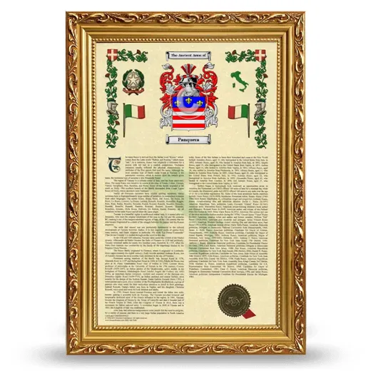 Panquera Armorial History Framed - Gold