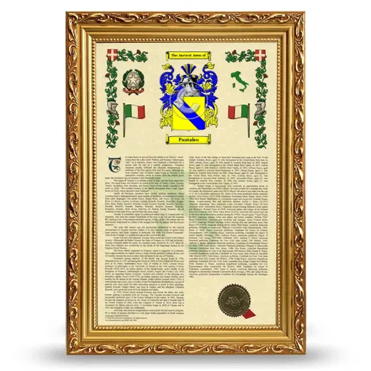 Pantaleo Armorial History Framed - Gold