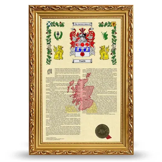 Pantle Armorial History Framed - Gold