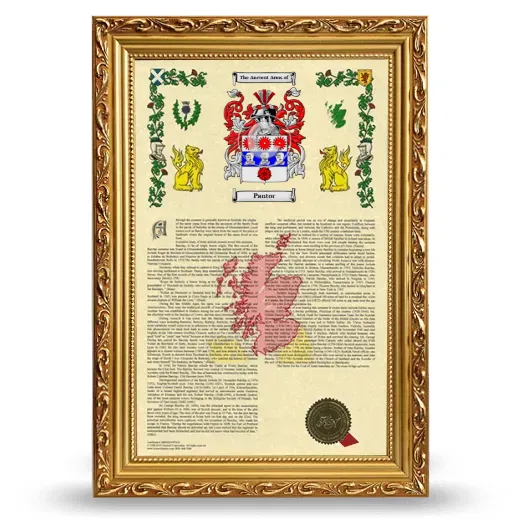 Pantor Armorial History Framed - Gold