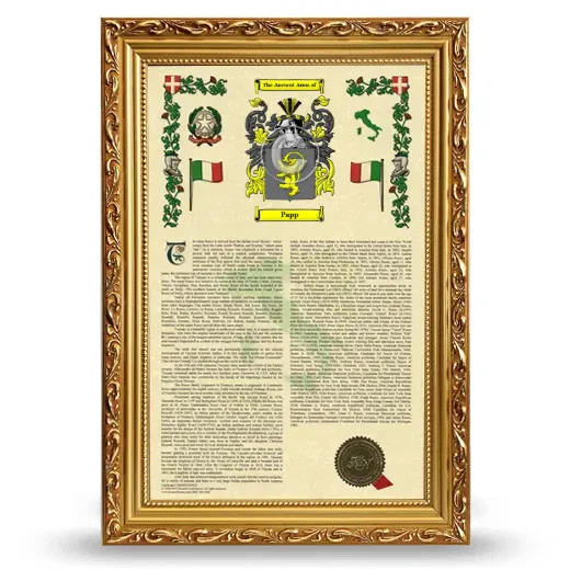 Papp Armorial History Framed - Gold