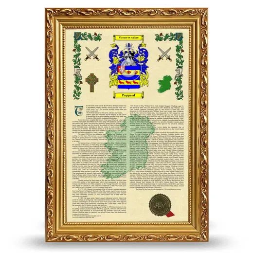 Pappard Armorial History Framed - Gold