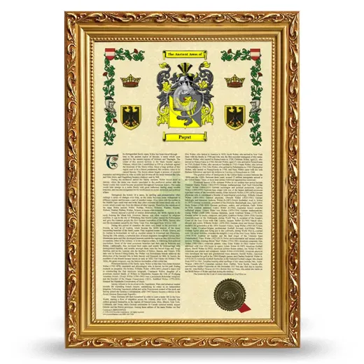 Papst Armorial History Framed - Gold